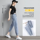 Штаны, весенние осенние джинсы, эластичная талия