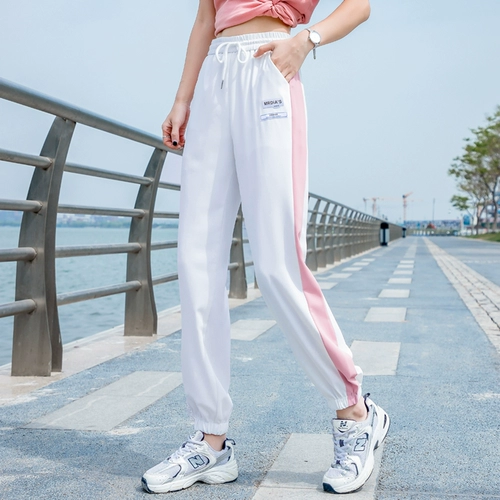 Белые шелковые тонкие штаны, быстросохнущие летние повседневные брюки, оверсайз, подходит для подростков