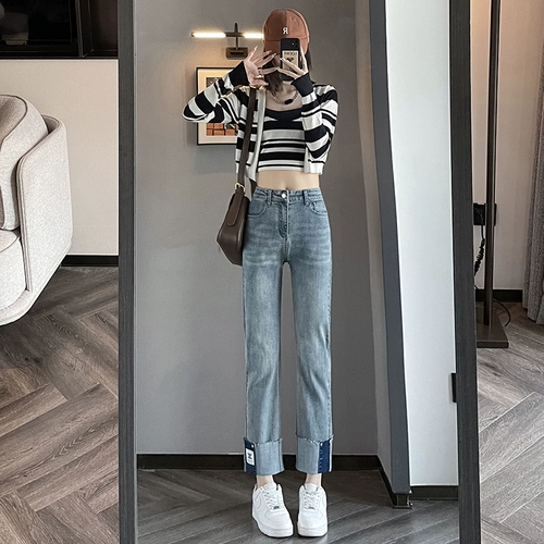 Весенние прямые свободные джинсы, штаны, приталенная летняя одежда, коллекция 2023, высокая талия, подходит для подростков