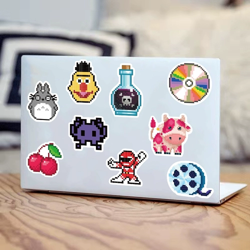 Мультяшная классическая мозаика, ноутбук, кофейная водонепроницаемая наклейка, мобильный телефон