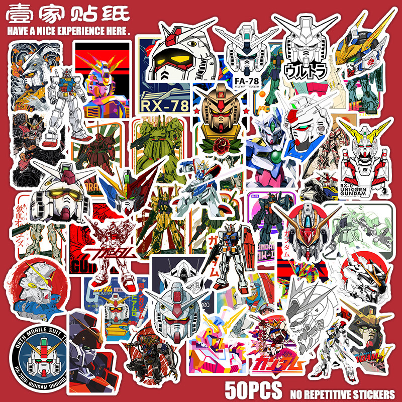 Anime Mecha Gundam Mobile Suit iPad Laptop Sticker Glossy Suitcase Waterproof Mobile Phone Sticker