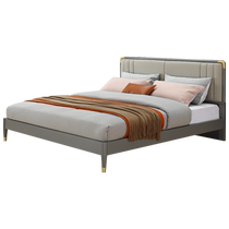 Quanyou Home Light Luxury Modern Leather Art Bed Small Apartment Bedroom Large Bed Modern Simple 1 8 Meter Marriage Bed Double Bed