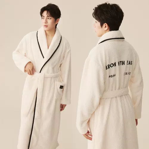 Демисезонный банный халат, коралловая бархатная пижама для влюбленных, длинный зимний комплект