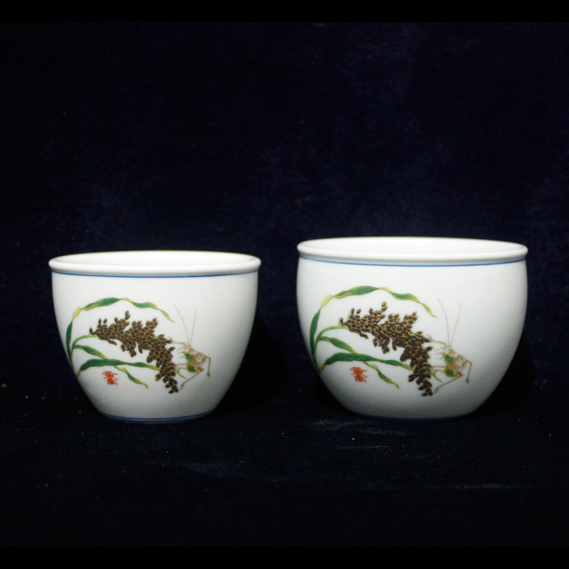 Jingdezhen factory goods ceramic porcelain old powder color flying yellow Tengda gold wan two-two-two-two-bar cup three-cylinder single-cup tea drinking cup