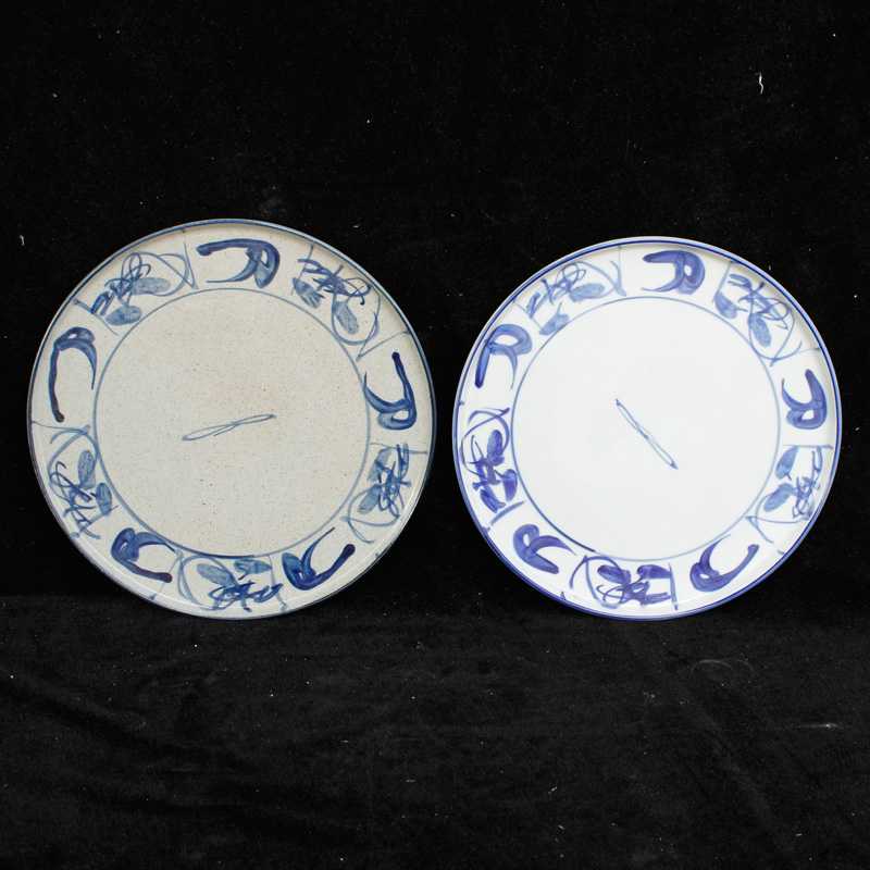 Jingdezhen factory goods Cultural Revolution porcelain hand painted green flower tea tray Tray Flat Pan Knife Tray Stock collection Chai Kiln Nursery