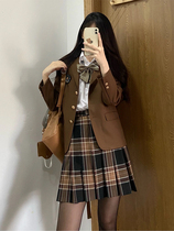 Holy Carter Tea Western Hemp Clothes Schoolgirl JK Uniform Suit Jacket Woman Spring Autumn Original Tea Color West Suit School for Sensation Suit