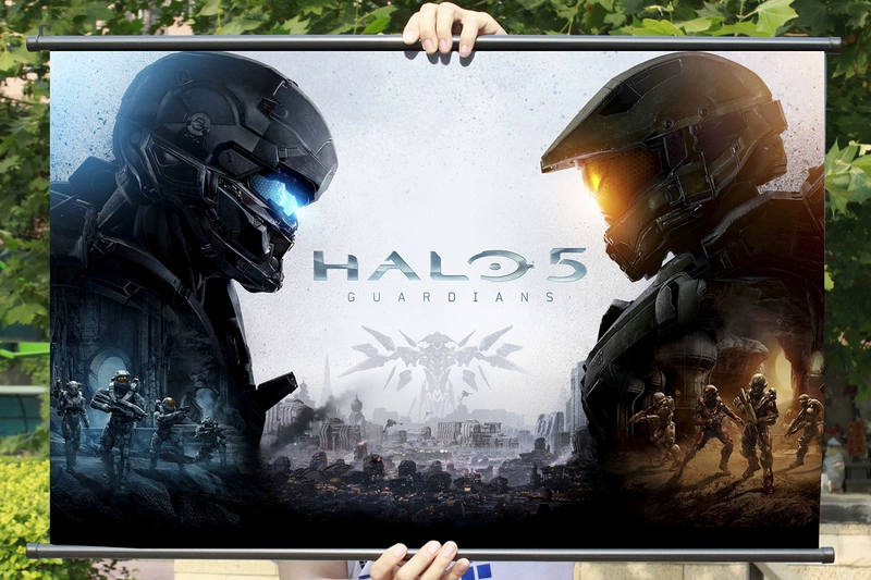 [Flange] Halo 5 bức tranh bộ sưu tập trò chơi xung quanh Halo 5 Người bảo vệ tấm poster trò chơi vải Trung sĩ - Game Nhân vật liên quan