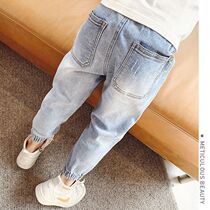 6 Boys jeans 2021 Spring and Autumn new large childrens tooling long pants boy 5-10 years old 11 loose 8
