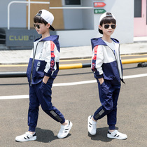 Boys autumn clothing 2021 new childrens clothing foreign boy handsome spring and autumn Net red sports two-piece set primary school students