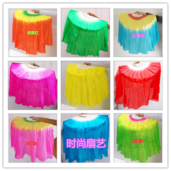 Direct selling hot new one-foot two-bone dance fan three-color ginning craft fan Haipai fan Yangko fan