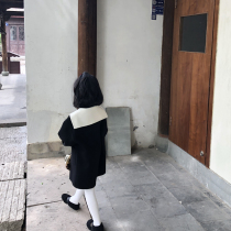 Sea Army Wind children Double face cashmere Grand coat 2021 autumn and winter thickening Korean version CUHK Girl girl foreign air fur coat