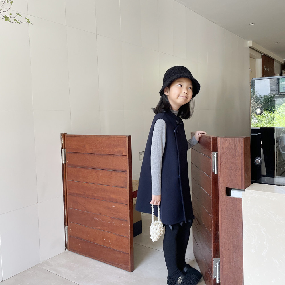 Girls Chinese style winter wool dress 2022 autumn and winter little girl sundress dress foreign style baby skirt