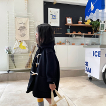 Male girls horn buckle fur coat 2021 autumn and winter clothing Han version Ocean Gas Small Baby Girl Bifacial Cashmere Coat