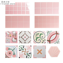 Pink tiles Bathroom tiles ins wind handmade tiles Kitchen restaurant wall tiles Balcony non-slip floor tiles 300x300