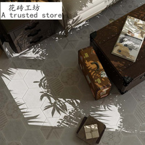 Simple LOFT cement gray hexagonal brick Tiles Bar restaurant Kitchen Bathroom Balcony non-slip floor tiles Wall tiles