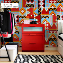 Italian cement tile Retro parquet 300×300 Restaurant cafe bathroom flower piece small tile floor tile