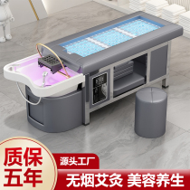 Ceramic basin moxibustion head therapy shampoo bed stainless steel barber shop beauty salon special water circulation fumigation Thai massage