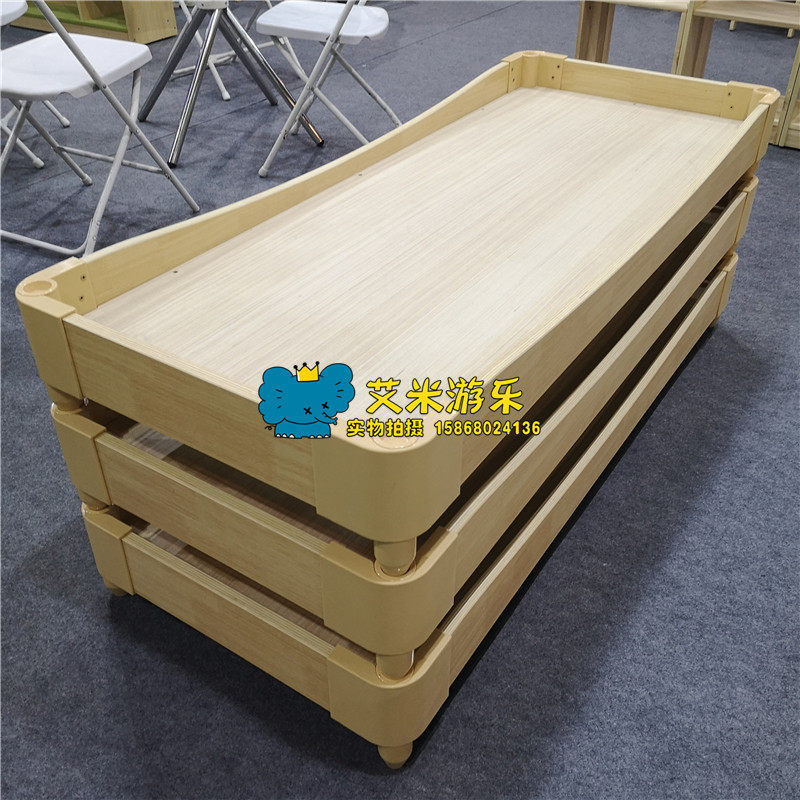 Kindergarten Special Bed Environmentally Friendly Solid Wood Multi-Laminate Children Bed Early Education Center Baby Afternoon Nap Single Bed Stack Folding Bed
