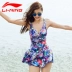 Đồ bơi Li Ning Bà Xiêm váy bảo thủ che bụng thon gọn ngực nhỏ tập hợp đồ bơi nữ võ sĩ đồ bơi cỡ lớn - Bộ đồ bơi One Piece Bộ đồ bơi One Piece