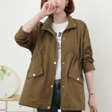 Осенний короткий тонкий плащ для матери, куртка, для среднего возраста, в западном стиле