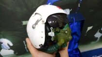 Model TK-11A flight helmet full metal with mask case table decoration 1:2 with wooden base