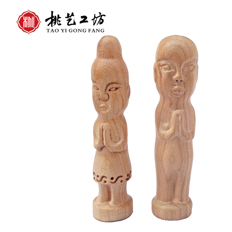 Feicheng Taomu people log portable villain carving baby children adult men and women wood carving necklace pendant decoration