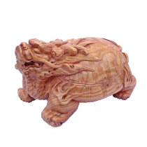 Peach Wood Dragon tortoise ornaments wood carving God Beast authentic supplies wooden Zhaocai town house living room entrance office table bedroom
