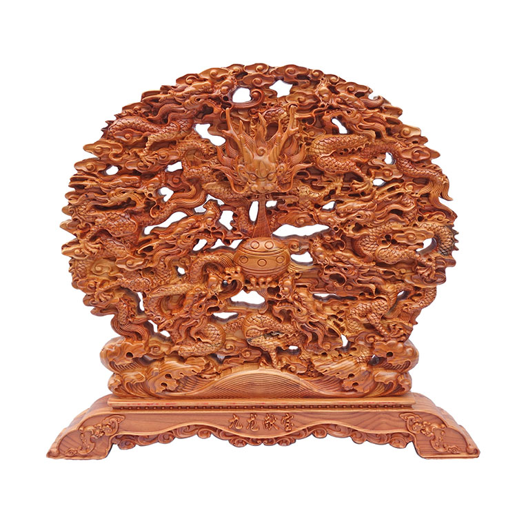 Peach Wood Kowloon Dramatic Pearl Swing Piece Crafts handicraft Merchants Town Residence Wooden Home Residence Decoration Office Living Room Joe Relocation Home