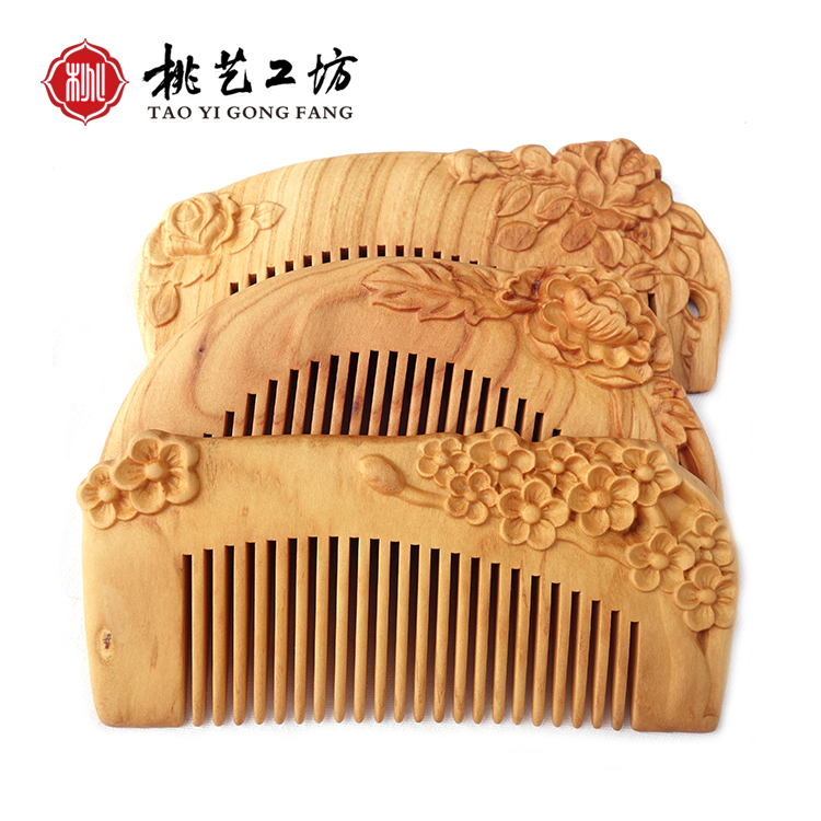 Peach wood comb authentic authentic antique wood children's exquisite mini portable portable small anti-static
