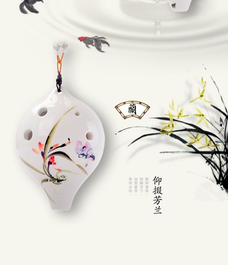 Chính hãng TNG Ocarina Nhạc cụ dân tộc 6 lỗ / sáu lỗ AC midrange C hình trái tim được vẽ / vẽ tay Ocarina - Nhạc cụ dân tộc sáo trúc mão mèo