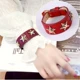 Thiết kế thích hợp mở vòng tay da báo sinh viên vòng tay đôi Nhật Bản và Hàn Quốc cá tính màu đỏ hoang dã với các đồ trang sức - Vòng đeo tay Cuff vòng dâu tằm