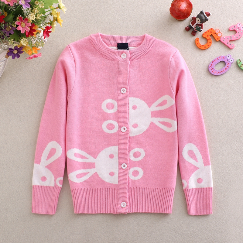 The new Korean version of the girls' sweater cardigan jacket middle and big children wear children's knitwear all-match primary and secondary school students' jacket