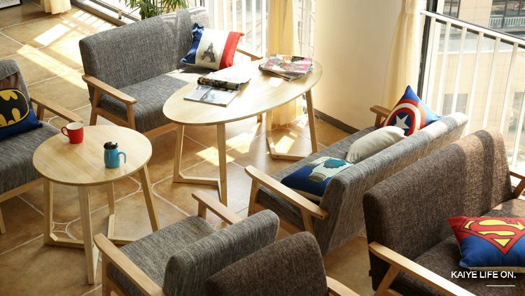 Deming Si kiểu Nhật gỗ ghế bành Vải Ghế ghế cafe ghế salon sofa nhỏ đôi phòng ngủ - Ghế sô pha