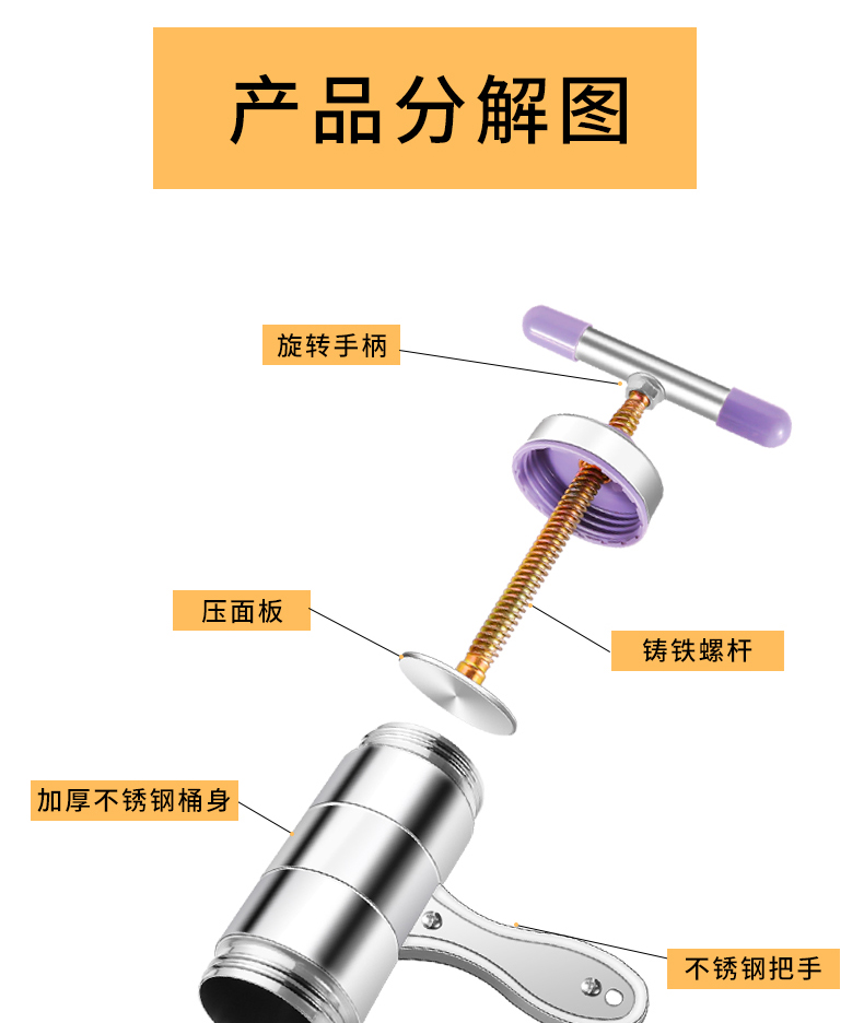 【中國直郵】夢創 麵條機 家用手動不銹鋼壓麵機多功能手搖切餄餎面機 小型壓麵條神器 可製作5種麵條