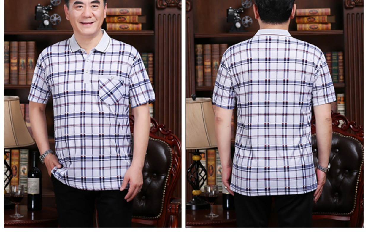 Mùa hè cha mặc mùa hè trung niên nam tay áo ngắn tay áo sơ mi nửa tay nam trung niên 40-50 tuổi áo thun nike