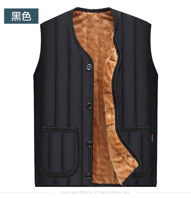 Áo vest mùa đông cộng với áo nhung dày làm ấm áo cotton nam trung niên vest nam trung niên vest trung niên