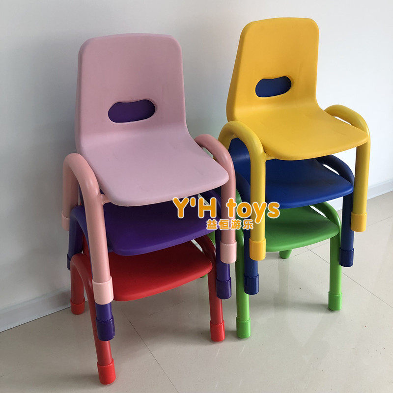 Recommended children's luxury chair plastic stool kindergarten children plastic backed chair reinforced iron feet baby seat