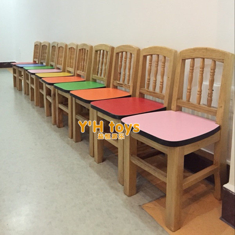 Kindergarten solid wood back stool baby chair wooden fire board chair learning chair children's chair back chair