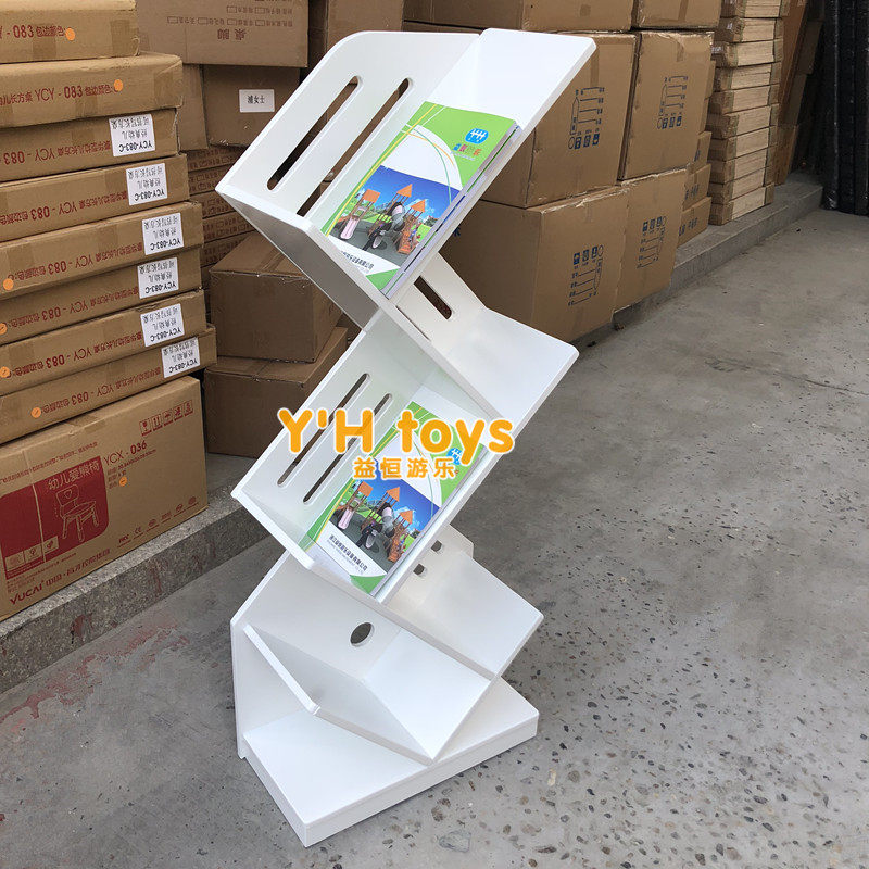 Children's book room leaning against wall shelves Show cabinet White Baking Lacquered Bookshelf Kindergarten Styling Bookshelves Solid Wood Bookshelves