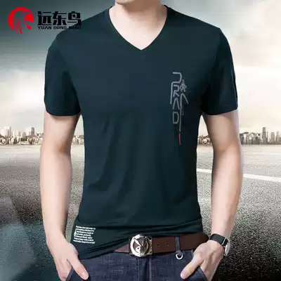 2021 New early spring T-shirt short sleeve cotton summer middle-aged man father dress for men's clothes soil V collar 40 years old 50