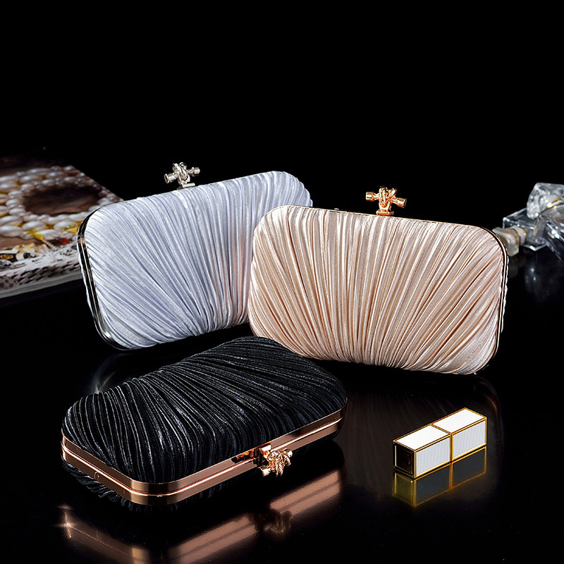 Атласный плиссированный банкетный клатч-сумка для платья fashion Tang suit dress clutch bag