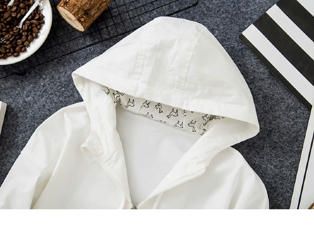 2019 trẻ em mùa xuân và mùa thu áo bé trai cotton trắng dây kéo áo khoác bé gái lớn áo hoodie bé áo măng tô ngắn trẻ em