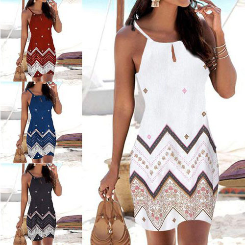 9558 # 2020 Amazon European and American Women's Clothing Summer New Style Floral Spaghetti Strap Slim Sleeveless A-Line Dress 9558 # 2020 Amazon European and American Women's Clothing Summer New Style Floral Spaghetti Strap Slim Sleeveless A-Line Dress