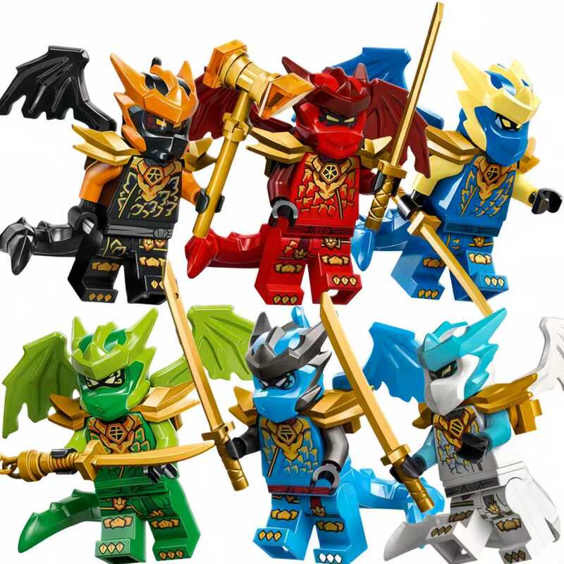 Third-Party Ninjago Main Characters Dragon Form Full Set Kai Jay Zan Ko Lloyd Ninja Suit Figures Building Blocks