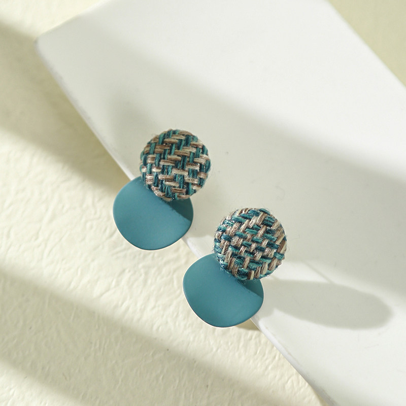 Haze Blue Earring 2021 new tide ear needle advanced fashion temperament blue ear - decorated with ear - hole clamps