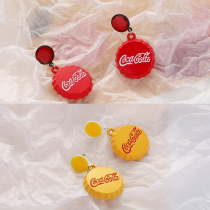 Coca-Cola bottle cap earrings female Funny Girl fun personality earrings Korean temperament ear clip without ear hole earrings