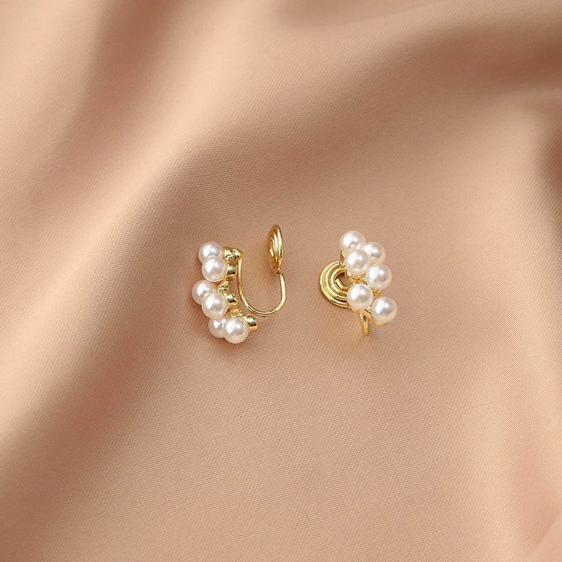 Mosquito Coil Dish Without Earbuds Ear Clip Women Advanced Sensation Small Crowdwear Pearl Earrings 2021 New Tide Air Quality Earrings