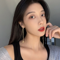 Mermaid tears diamond earrings New Tide Korean temperament tassel earrings long thin earrings female earless ear clip