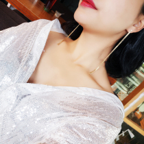 Sexy minimalist ultra-long tassel temperament earrings day Korean temperament Joker EAR thread No earring ear clip earrings female