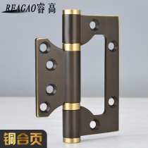 Thickened pure copper hinge high-grade Villa silent bearing slotted loose leaf sheet wooden door bearing folding hinge